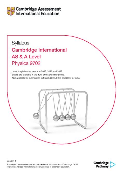 Physics a level syllabus.  1.  Syllabus Cambridge International AS &...