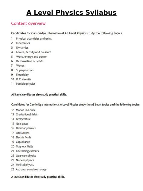Physics a level syllabus.  Maths for A Level Physics Covering all the Maths you'll need ...