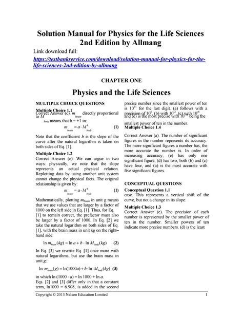 Physics for the life sciences 2nd edition solutions manual. - Applied liberal arts math study guide.