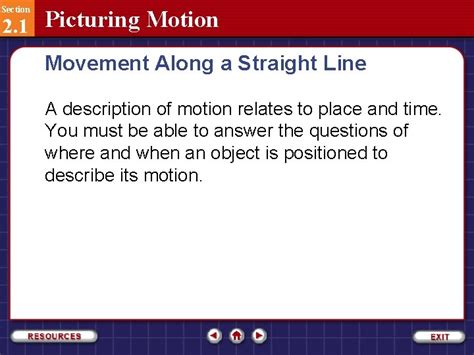 Physics representing motion test. 1 : ﻿Picturing Motion Section 2.  Physic...