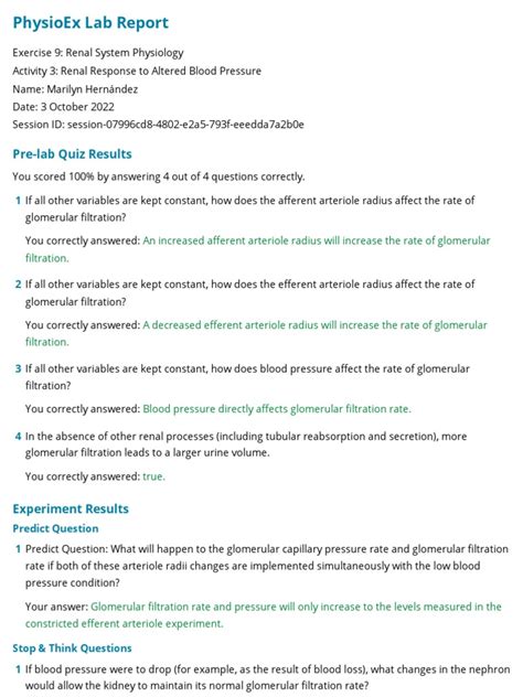 PhysioEx Exercise 9 Activity 3 PDF Kidney Anatomy - Scribd