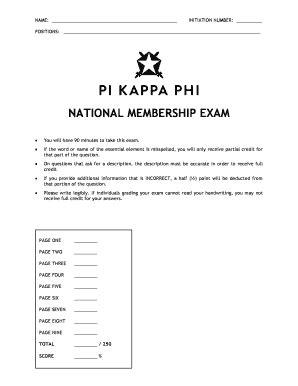 Pi kappa phi national exam. List and explain the seven (7) public values of Pi Kappa Phi. 1.) Common Loyalty - commitment to Pi Kappa Phi that transcends any personal selfishness. 2.) Personal Responsibility - the expectation that you live both your personal values, as well as those espoused in the fraternity's Ritual of Initiation. 3.) 