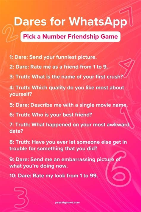 Pick A Number Between 1 And 10 Dare Game