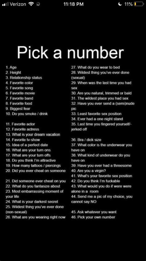 Pick A Number Questions Freaky QUESTIOSA