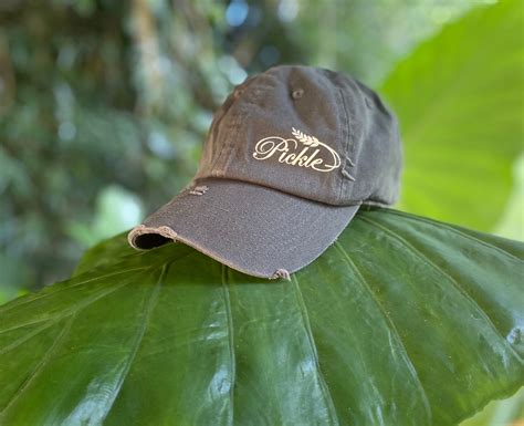 Pickle wheat hats. Screen printed Pickle Wheat logo with brass buckle back. 