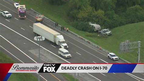 Pickup truck crash causes traffic buildup on I-70 EB, driver dies from injuries