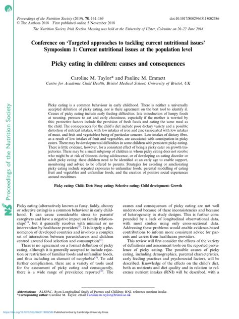 Picky eating in children: causes and consequences