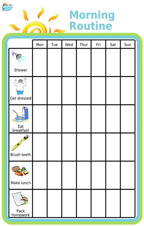 Picture Morning Routine Mobile or Printed Morning routine chart
