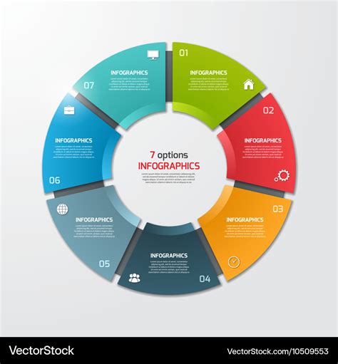 Pie Chart Infographic Template 7 Options Vector Image