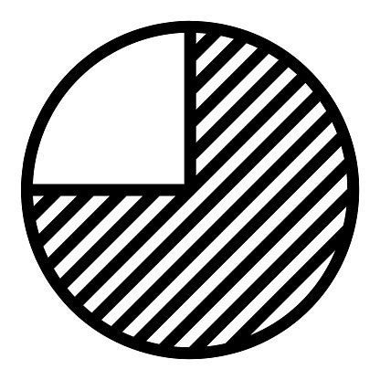 Pie Chart with One Quarter Fraction Line Icon, Diagram Concept, One