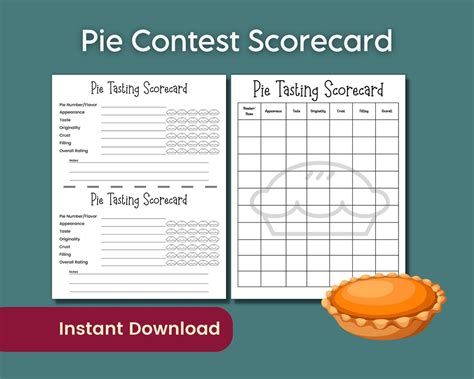 Pie Contest Score Sheet Etsy UK