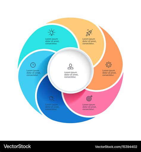 Pie chart presentation template with 6 Royalty Free Vector