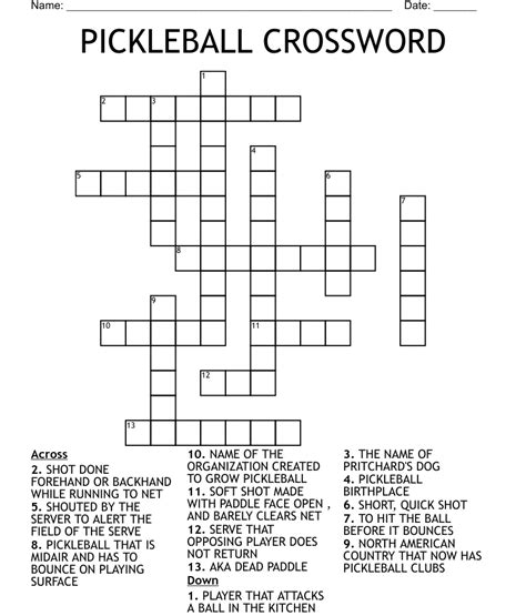 Piece of pickleball equipment crossword clue. Find the latest crossword clues from New York Times Crosswords, LA Times Crosswords and many more. ... Piece of pickleball equipment 3% 6 ANCHOR: Heavy piece of boating equipment 3% 6 MALIBU: SoCal surfing site 3% 3 … 