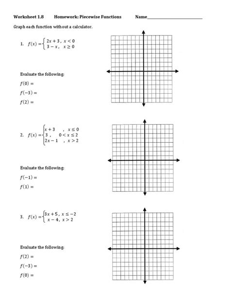 Piecewise Functions Worksheet 2 Printable Word Searches