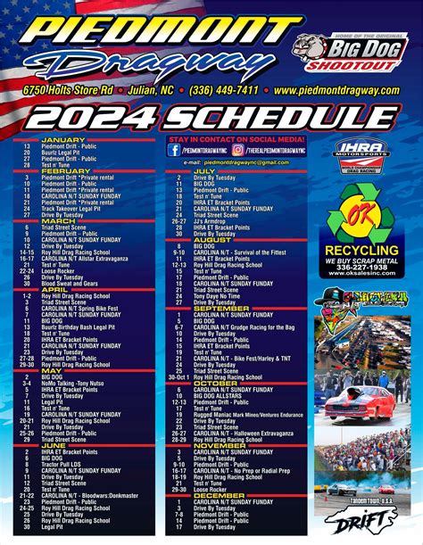 Piedmont dragway schedule. Things To Know About Piedmont dragway schedule. 