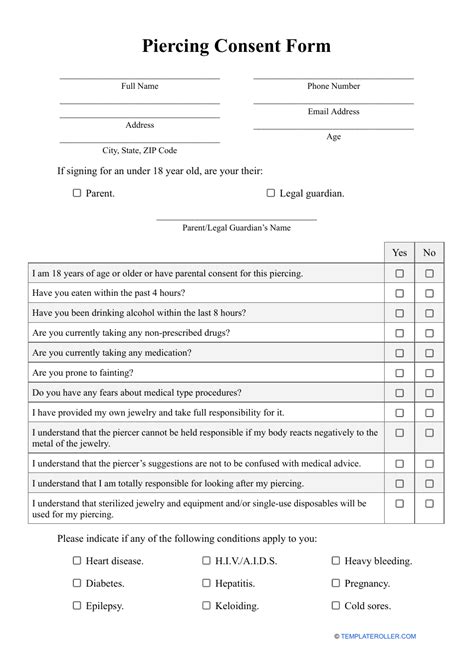Piercing Consent Form Template 123 Form Builder