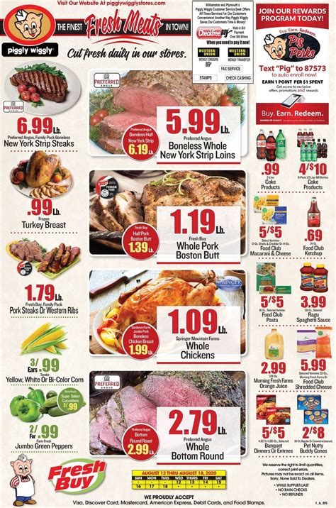 Weekly Specials. Your shopping list is empty. Click items to add them to your shopping list and to view great recipe ideas! Piggly Wiggly grocery stores serve local communities in South Carolina, Georgia, and New York with fresh meats, produce, exceptional service, and low prices.. 