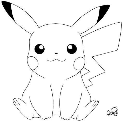 Pikachu Line Drawing