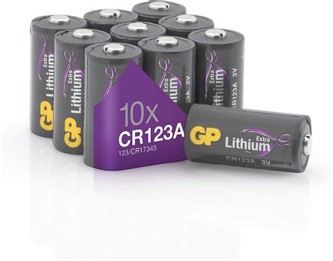 Piles CR123A - Lot de 10 Piles GP Extra Batteries Lithium