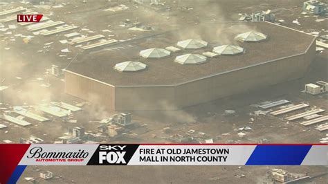 Piles of rubbish catch fire at the old Jamestown Mall