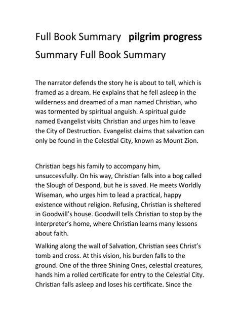Pilgrim's progress short summary essay