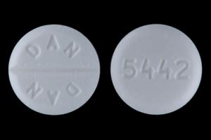 Pill 5442 dan. white round Pill with imprint dan dan 5442 tablet for treatment of Adrenal Insufficiency, Anemia, Hemolytic, Autoimmune, Arthritis, Rheumatoid, Asthma, Berylliosis, Bursitis, … 