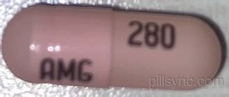 CAPSULE PINK Pill with imprint AMG 281 is supplied by ani pharmaceuticals, inc. ... Bottles of 100 NDC 43975-280-10 Dextroamphetamine Saccharate, ...