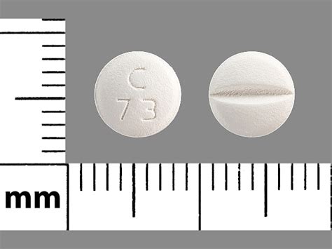 Pill Imprint C73. This white round pill with imprint C73 on i