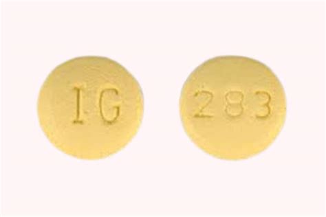 "I G 283" Pill Images. Showing closest matches for "I G 283". Search Results; Search Again; Results 1 - 16 of 16 for "I G 283" Sort by. Results per page. 1 / 2 Loading. IG 283. Previous Next. Cyclobenzaprine Hydrochloride Strength 10 mg Imprint IG 283 Color Yellow Shape Round View details .... 