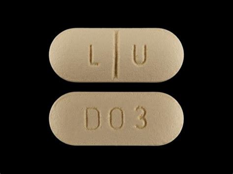 Pill l u d03. Sertraline Hydrochloride Tablets USP, 50 mg. Blue colored, capsule shaped, biconvex, film-coated tablets, debossed with 'L' and 'U' on either side of the breakline on one side and 'D02' on the other side. NDC 68180-352-06 Bottles of 30. NDC 68180-352-09 Bottles of 90. NDC 68180-352-01 Bottles of 100. 