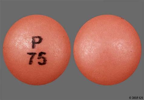 A brown round pill with imprint P 75 is a prescriptio
