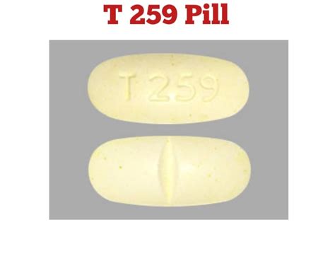 T 259 . Acetaminophen and Hydrocodone Bitartrate Strength 325 mg / 10 mg Imprint T 259 Color White ... If your pill has no imprint it could be a vitamin, diet, herbal .... 