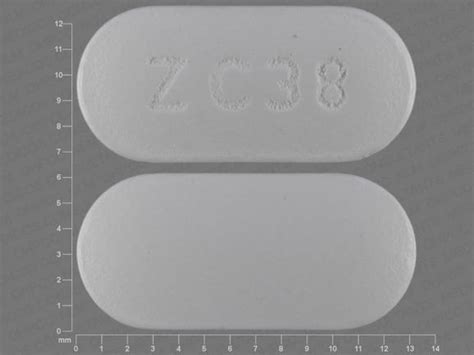Pill Imprint ZC38. This white elliptical / oval pill with imprin