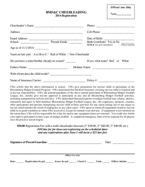 Pin Cheerleading Registration Form 2014 on Pinterest Cheerleading