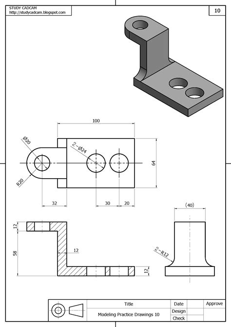 Pin by 스터디캐드캠(STUDYCADCAM) on 3D Modeling Practice Autocad isometric