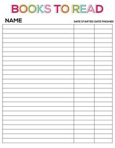 Pin by Limelife Planners Customized on Free Printables Book list