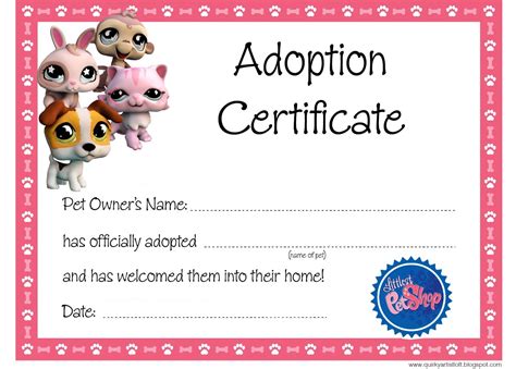 Pin by Luz Palafox on Cakes Pet adoption certificate, Little pet shop