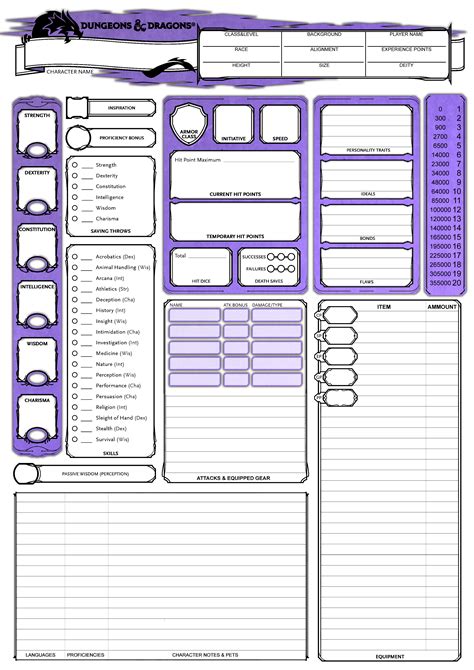 Pin by starlight on dnd character sheet Character sheet template
