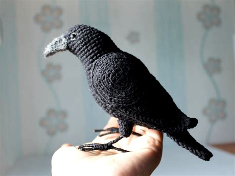 Pin on Crochet Crow Raven Pattern PDF Tutorial Gothic Black bird