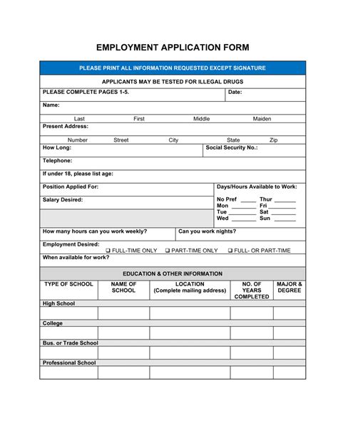 Pin on Employment form