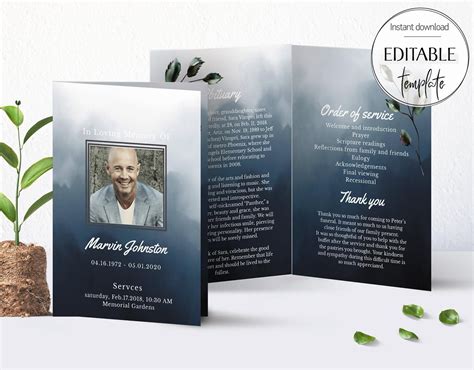 Pin on Funeral Editable Funeral Program Templates