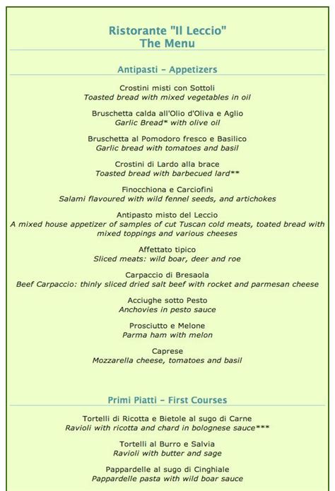 Pin on Italian Menu