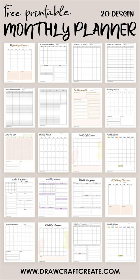 Pin on Monthly Planner Template Printable