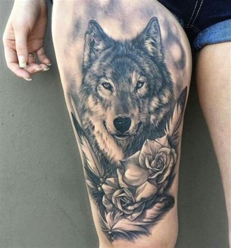 Pin on WOLF THIGH TATTOOS