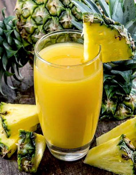 Pineapple juice. Made with golden, ripe and naturally sweet pineapple juice from concentrate, this delicious beverage contains vitamin C and has no added sugar. 