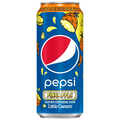 Pineapple pepsi. The soda is part of Little Caesars' Pineapple Pair-Up Combo, which includes a 16-ounce Pepsi Pineapple and a large pizza. 