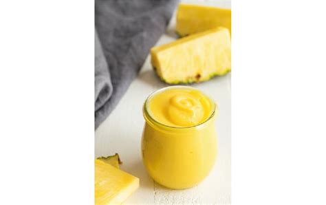 Pineapple puree. The smoky notes of this delightful concentrate will remind you of Pineapple Upside Down Cake. It will elevate and add flavor complexity to any pastry, sorbet, mousse or cocktail. Download PDF Profile Sheet. How to order for foodservice. Weight. 30 oz. Dimensions. 3.6 × 3.6 × 6.5 in. Unit Size. 