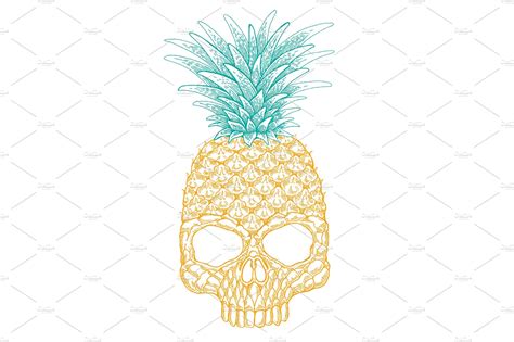 Pineapple skull. Vector illustration PreDesigned Vector Graphics