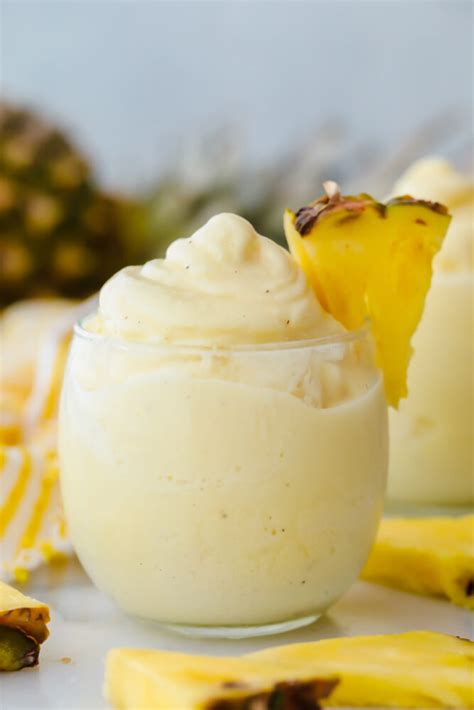 Pineapple whip. Make the pineapple whip: Place 8 ounces (2 cups) frozen pineapple chunks in the bowl of a food processor fitted with the blade attachment. Cut the halved frozen banana into chunks and add to the food processor. Add 1/4 cup coconut milk and 2 tablespoons pineapple juice. Process until creamy and smooth — the mixture will look … 
