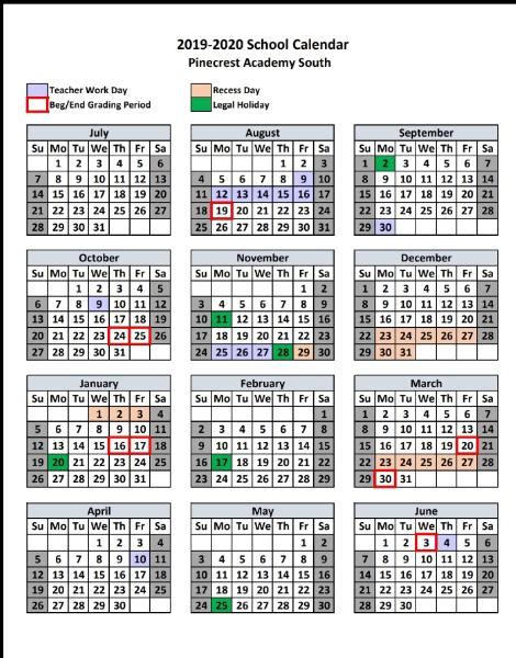 Pinecrest Academy Calendar